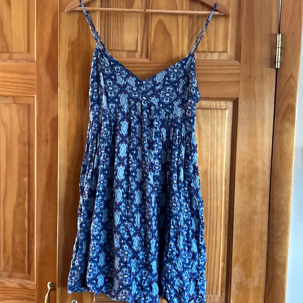 Cape Juby Sundress Blue with purple and white design